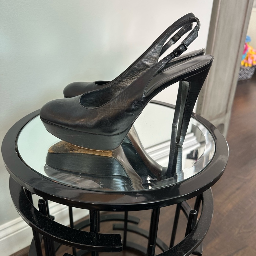Stuart Weitzman Black Platform Slingback Heels - image 4